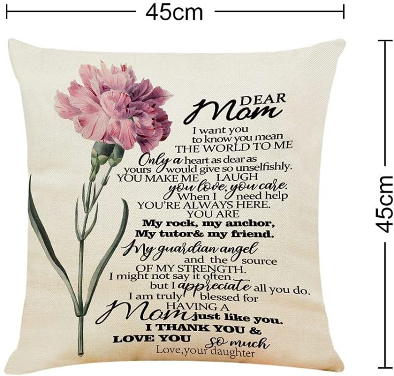 Bedding |  Onederful Mom Gift Throw Pillow Cover With The Saying For Mom From Daughter,Birthday Ideas For Mom Sofa Living Room – Carnation Bedding Bedding