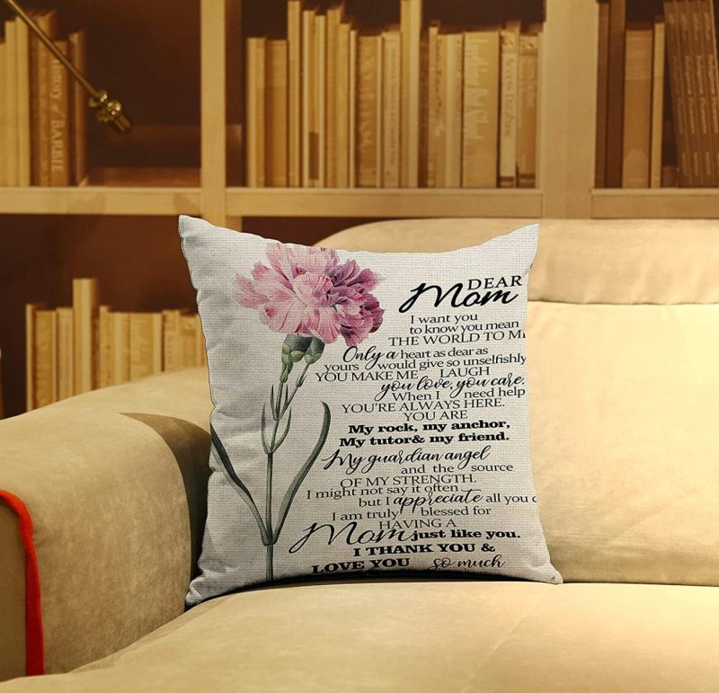 Bedding |  Onederful Mom Gift Throw Pillow Cover With The Saying For Mom From Daughter,Birthday Ideas For Mom Sofa Living Room – Carnation Bedding Bedding