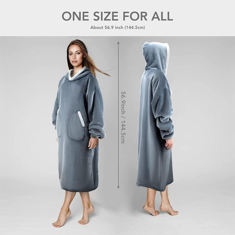 Bedding |  Oversized Adult Wearable Blanket Hoodie With Long Sleeves, Large Pocket And Hood For Men, Warm And Cozy Thick Flannel Blanket Bedding BAISEMAIN