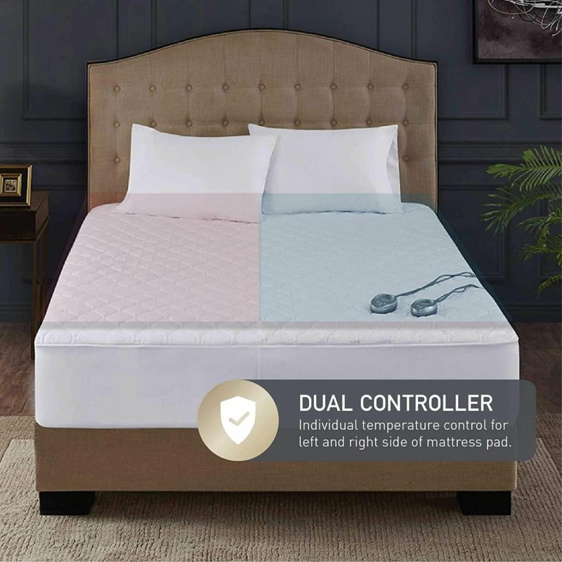 Bedding |  Premium Mattress Heating Pad King Size 78X80 Inch | Quilted Cotton Electrical Mattress Pad With 20 Heat Setting Dual Controller & Auto Shut Off | Relieve Sore Muscles/Joints Bedding Bedding