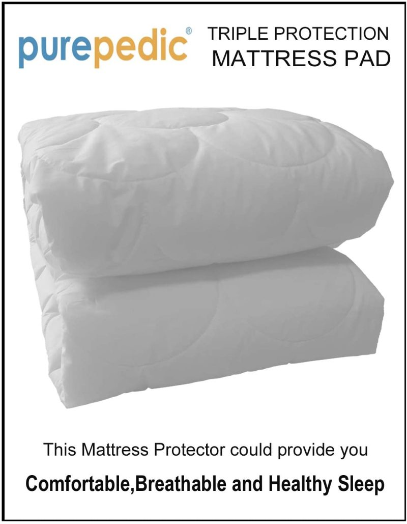 Bedding |  Purepedic Triple Protection King Mattress Pad King Size Bed Waterproof Mattress Protector Cooling Mattress Topper Cotton Mattress Cover Comfortable Mattress Encasement For King Size Bed Bedding Bedding