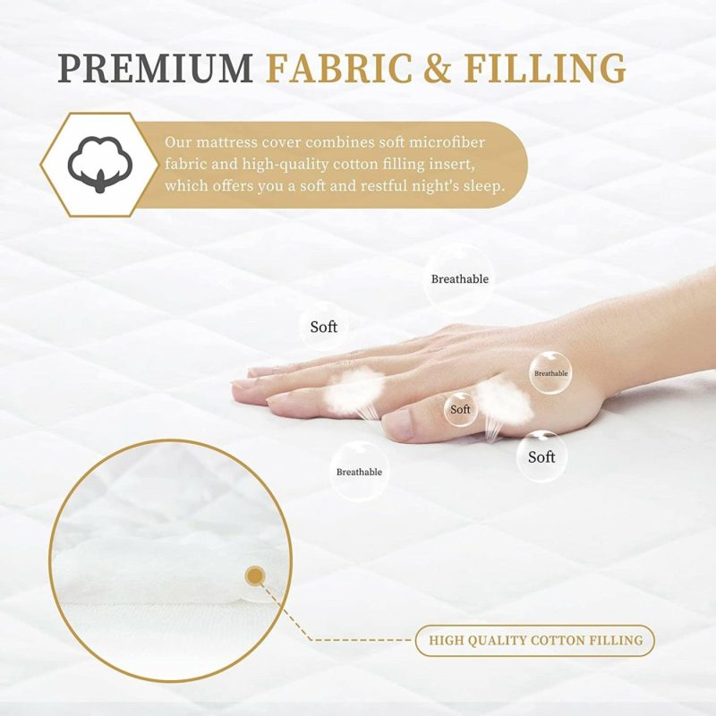 Bedding |  Quilted Fitted Queen Mattress Pad Cover, Waterproof Mattress Protector, Deep Pocket Elastic Fits Up To 21”, Breathable Soft Alternative Filling Mattress Pad Bedding Bedding