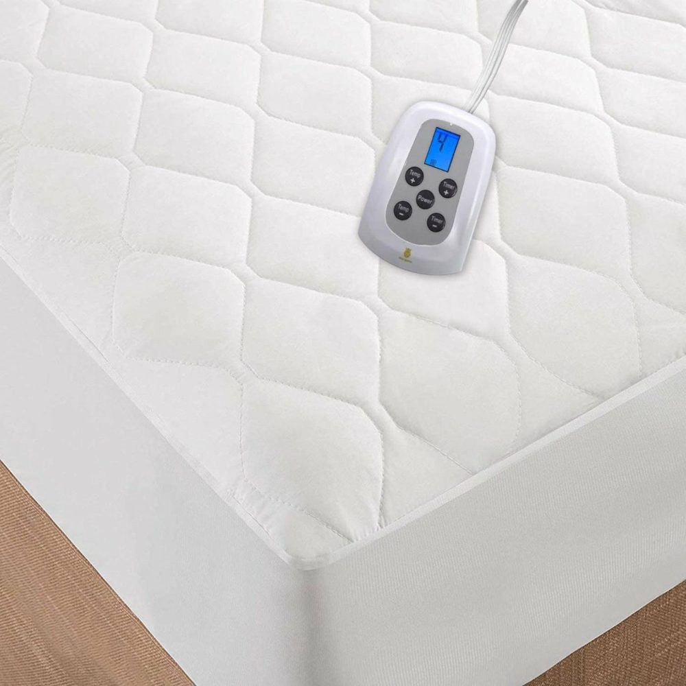 Bedding |  Quilted Heated Mattress Pad Full Size, One Temperature Controller Electric, Soft Warming And Fitted Bed Skirt Design, Washable, Fits Up To 18” Deep, With 10 Heating Settings/Safety 10 Hours (White) Bedding Bedding