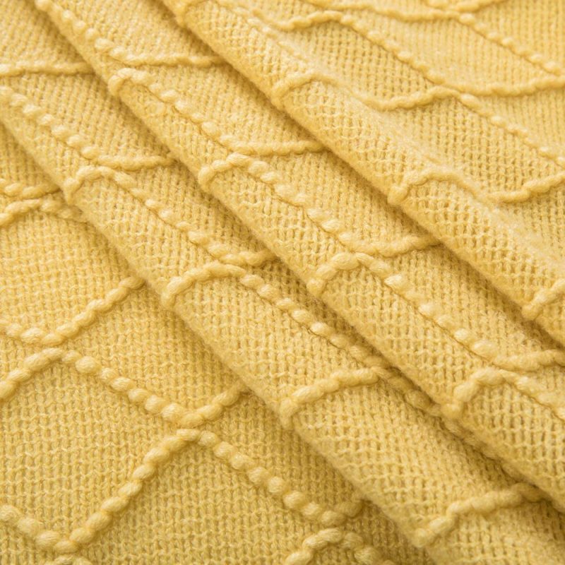 Bedding |  Revdomfly Mustard Yellow Throw Blanket With Fringe Decorative Farmhouse Knitted Throw Blanket For Sofa Couch Bed, 50" X 67", Yellow Bedding Bedding