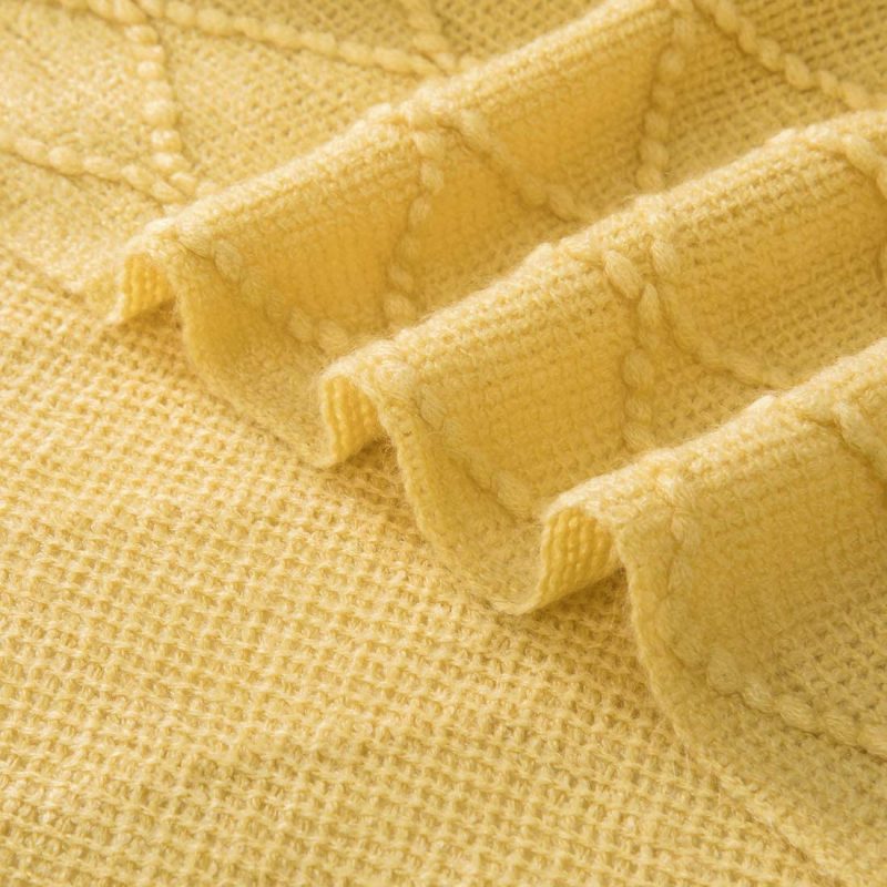 Bedding |  Revdomfly Mustard Yellow Throw Blanket With Fringe Decorative Farmhouse Knitted Throw Blanket For Sofa Couch Bed, 50" X 67", Yellow Bedding Bedding