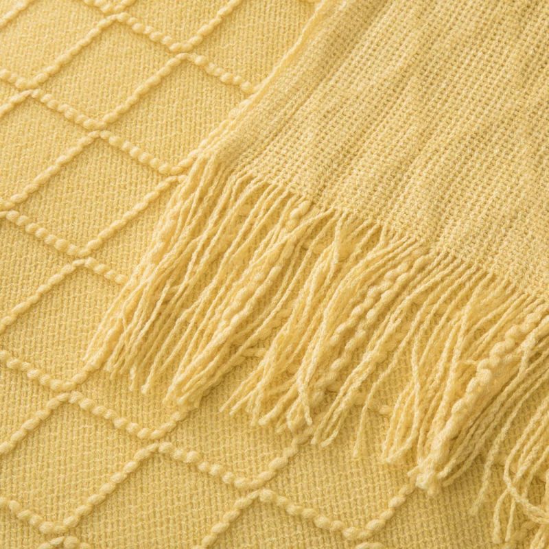 Bedding |  Revdomfly Mustard Yellow Throw Blanket With Fringe Decorative Farmhouse Knitted Throw Blanket For Sofa Couch Bed, 50" X 67", Yellow Bedding Bedding