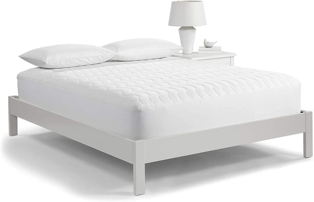 Bedding |  Serta Perfect Sleeper Basic Comfort Mattress Pad, Air Dry Moisture Wicking, Microfiber Fill, Scotchgard Stain Release, Antimicrobial Odor Protection, Cooling, Queen, White Bedding Bedding