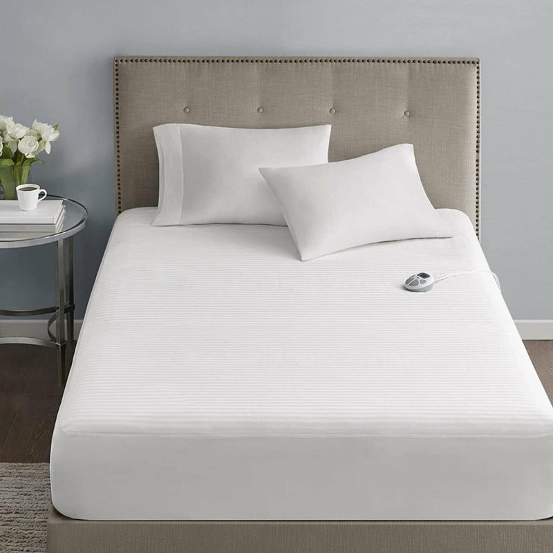 Bedding |  Serta Waterproof Heated Mattress Pad – Electric Bed Warmer With 10 Heat Settings Controller, Auto Shut Off Timer, Deep All Around Elastic Pocket, Etl Certified, Machine Washable, White Queen Bedding Bedding