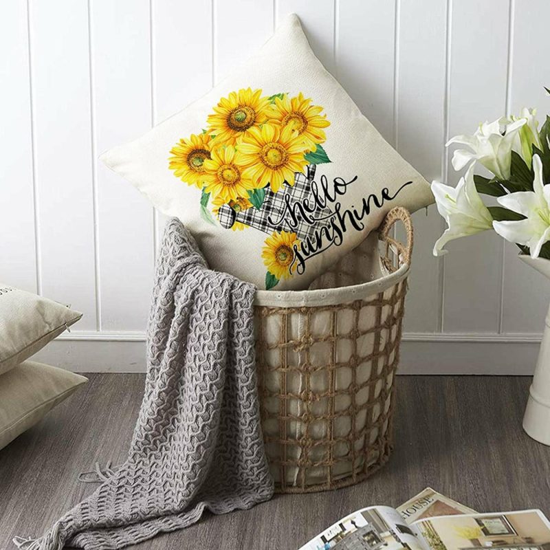 Bedding |  Set Of 4 Decorative Farmhouse Pillow Cover – Sunflowers Bedding Bedding