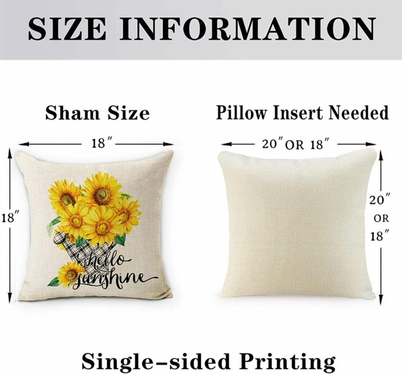 Bedding |  Set Of 4 Decorative Farmhouse Pillow Cover – Sunflowers Bedding Bedding