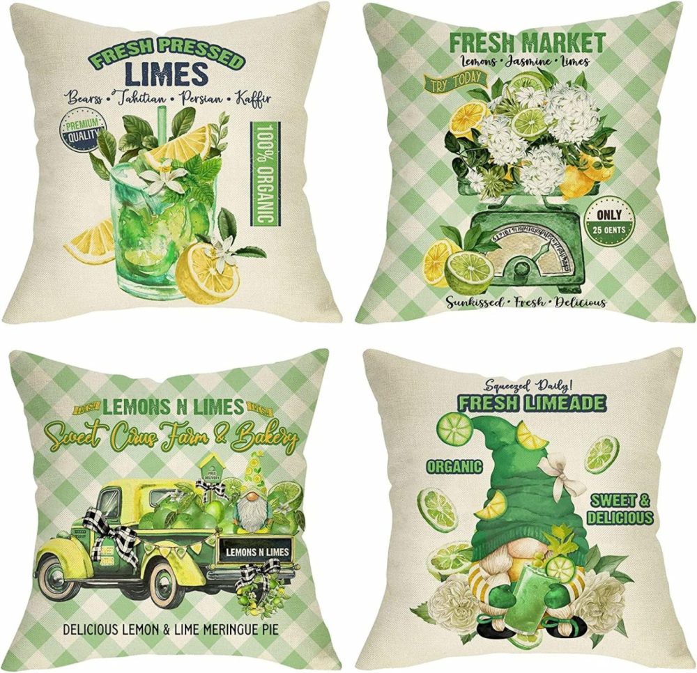 Bedding |  Set Of 4 Farmhouse Decorative Pillow Cover – Greens Bedding Bedding