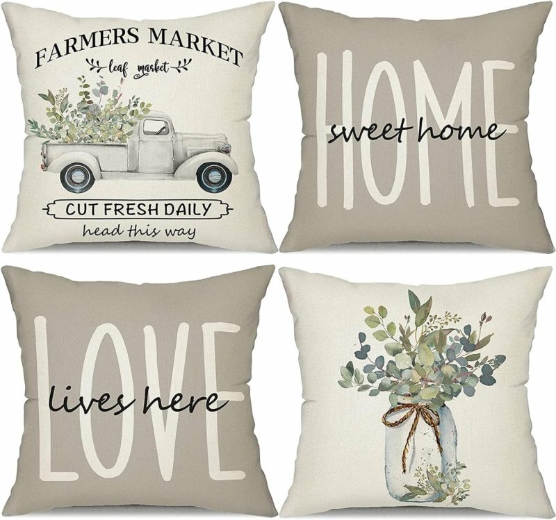 Bedding |  Set Of 4 Farmhouse Pillow Covers Bedding Bedding