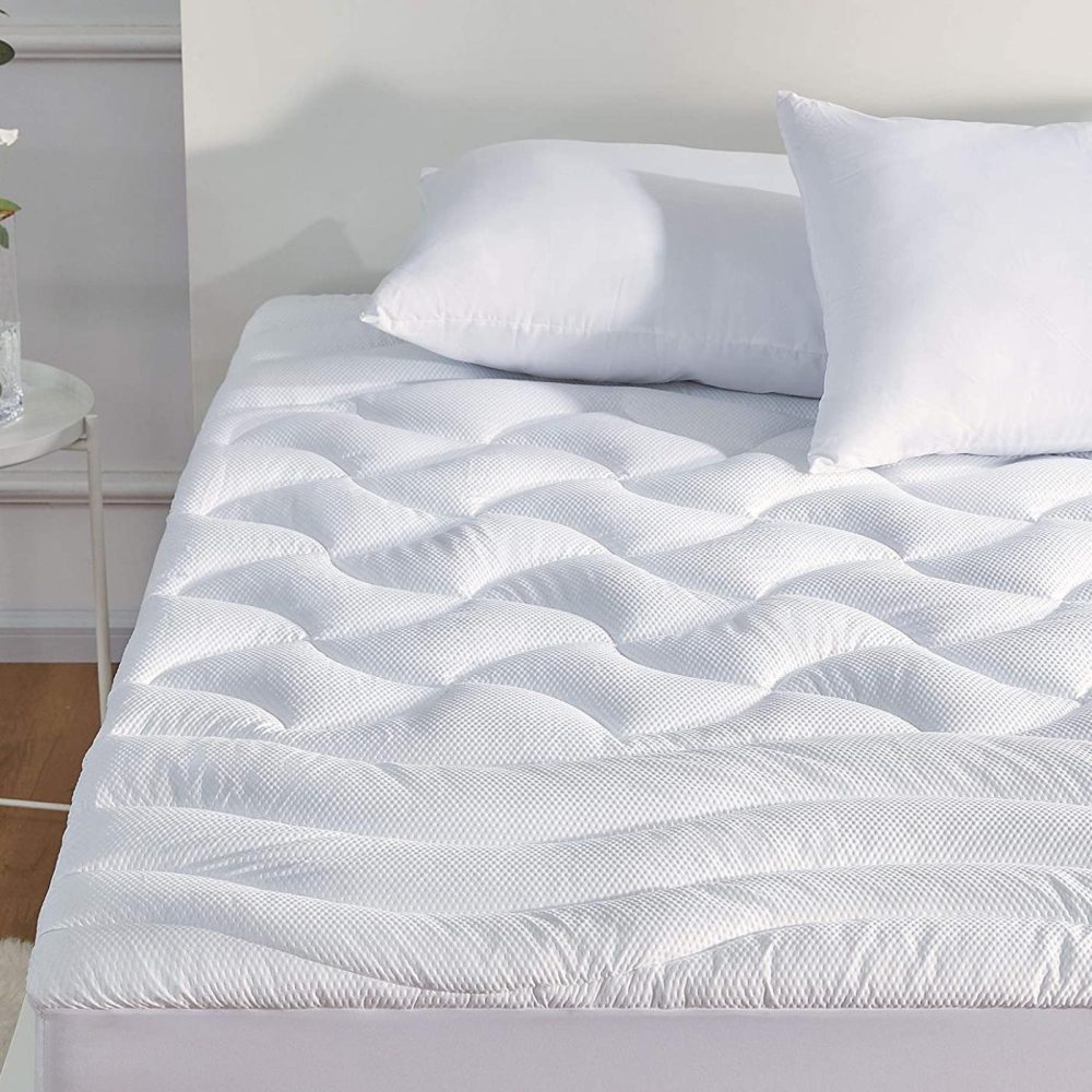 Bedding |  Sleep Zone Premium Mattress Pad Cover Cooling Overfilled Fluffy Soft Topper Zone Design Upto 21 Inch Deep Pocket With Athletic Grade Elastic Skirt, White, Cal King Bedding Bedding