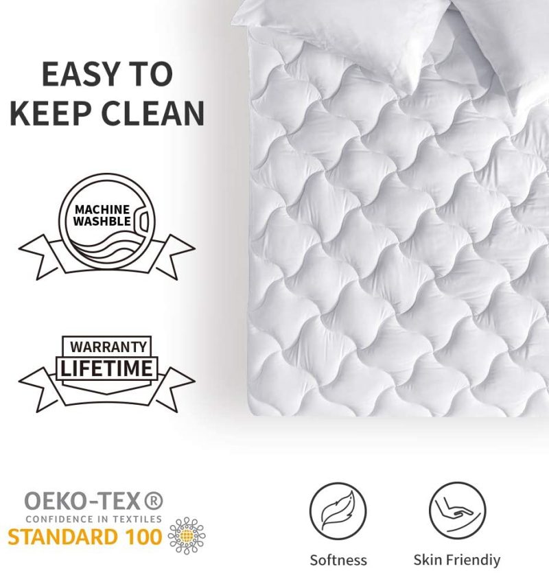 Bedding |  Sleep Zone Quilted Mattress Pad Cover Cal King Size Cooling Fluffy Soft Topper Upto 21 Inch Deep Pocket (Grey, Cal King) Bedding Bedding