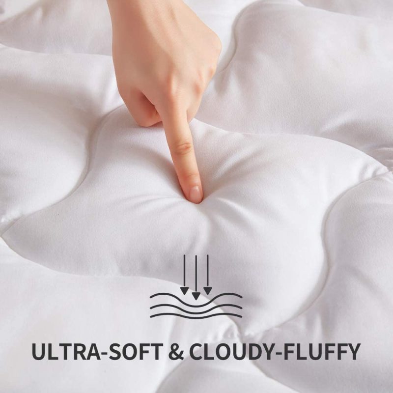 Bedding |  Sleep Zone Quilted Mattress Pad Cover King Cooling Fluffy Soft Topper Upto 21 Inch Pocket, White, King Bedding Bedding