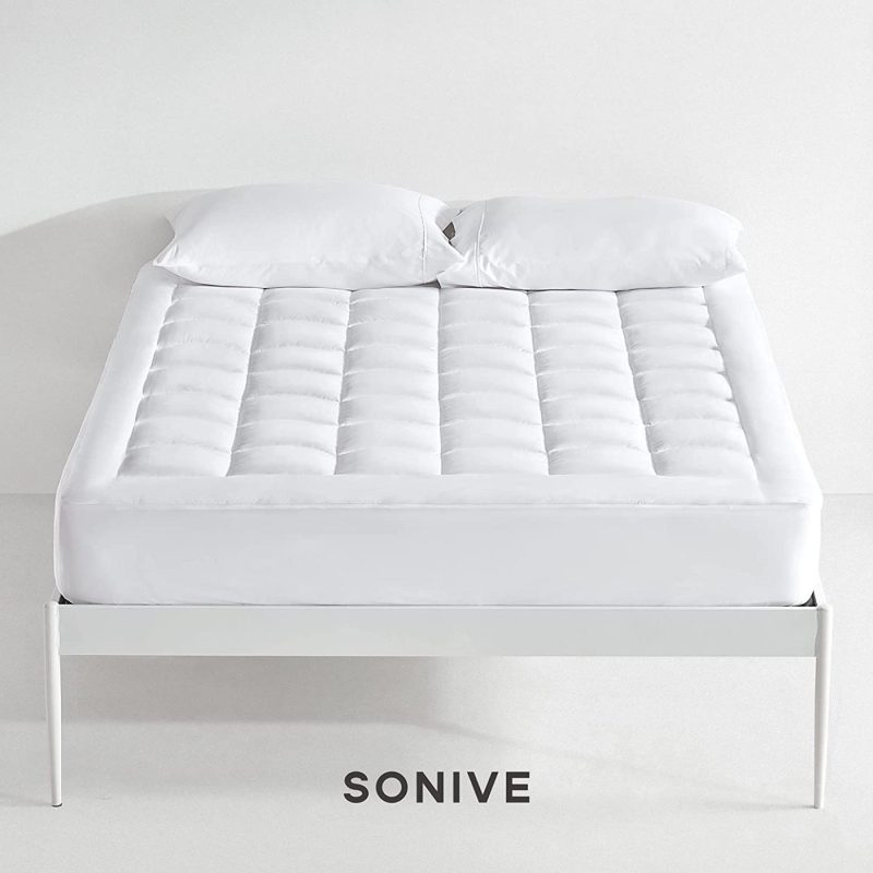 Bedding |  Sonive Quilted Mattress Pad Soft Fluffy Pillow Top Mattress Cover Down Alternative Fill Topper Streches Up To 21 Inches Deep Pocket (White, Full) Bedding Bedding