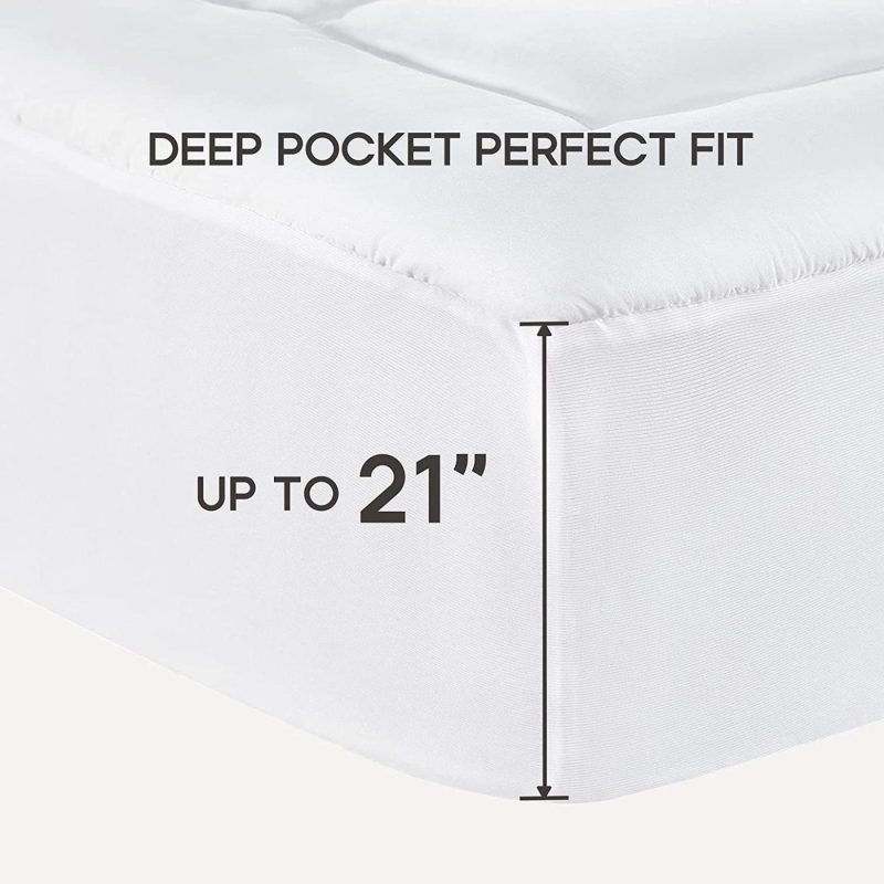 Bedding |  Sonive Quilted Mattress Pad Soft Fluffy Pillow Top Mattress Cover Down Alternative Fill Topper Streches Up To 21 Inches Deep Pocket (White, Full) Bedding Bedding