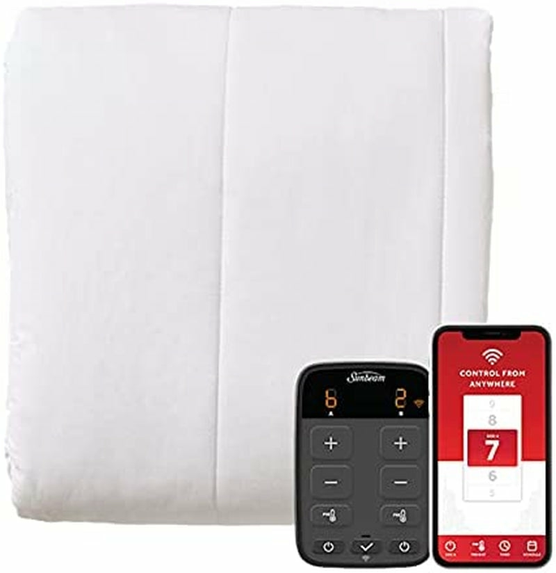 Bedding |  Sunbeam Polyester Wi-Fi Connected Mattress Pad, Electric Blanket, 10 Heat Settings, Queen Size Bedding Bedding