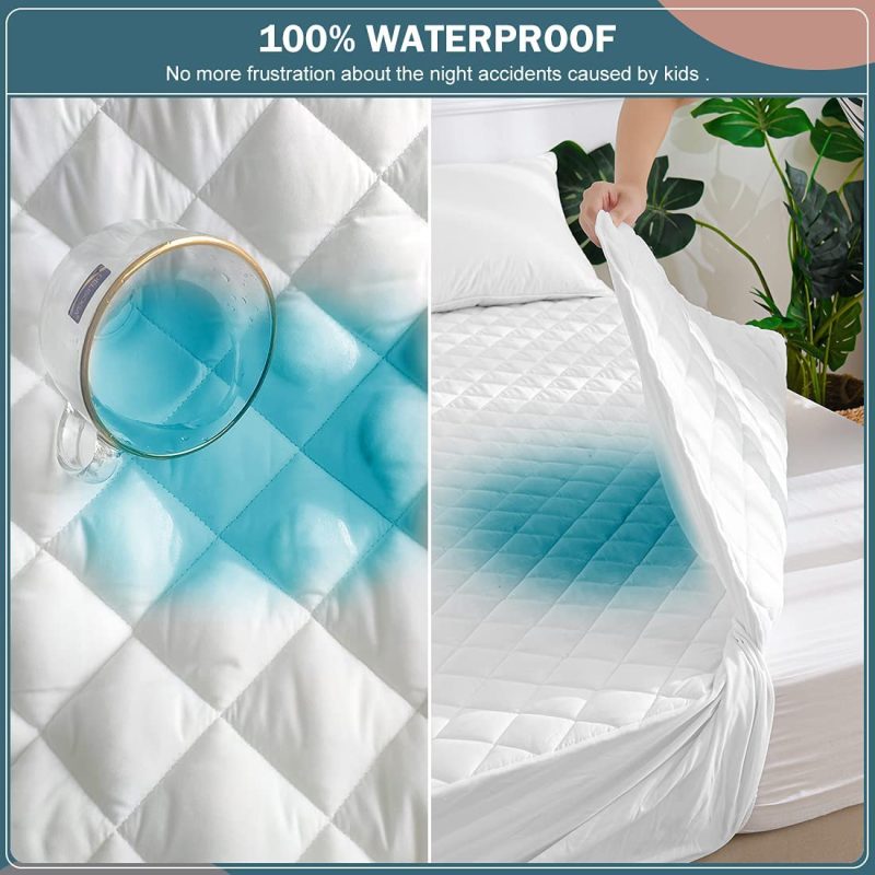 Bedding |  Unilibra 100% Waterproof Quilted Mattress Pad Queen Size, 6”-25” Deep Pocket Fitted Mattress Protector Cover, Breathable, Hollow Cotton Alternative Filling Mattress Topper Bedding Bedding