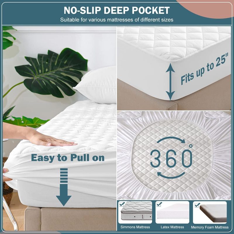 Bedding |  Unilibra 100% Waterproof Quilted Mattress Pad Twin Xl Size, 6”-19” Deep Pocket Fitted Mattress Protector Cover, Breathable, Hollow Cotton Alternative Filling Mattress Topper Bedding Bedding