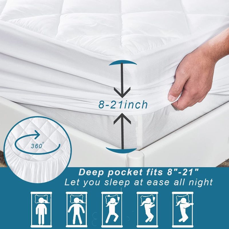 Bedding |  Uraclaire Mattress Topper Cover With 8-21” Deep Pocket,Cooling Mattress Pad ,Ultra Soft Quilted Fitted Breathable Fluffy Microfiber Mattress Protector(Queen) Bedding Bedding