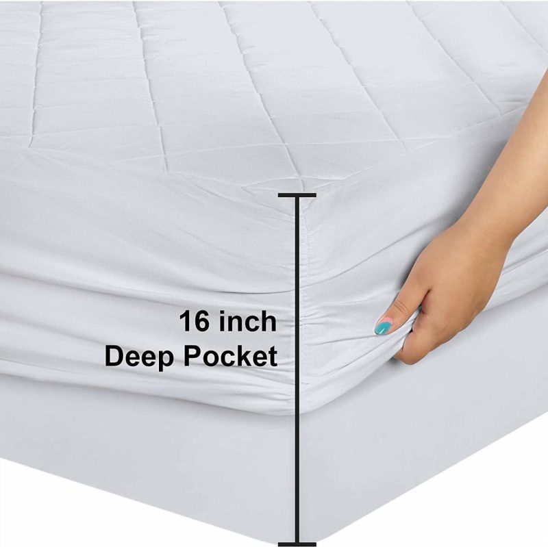 Bedding |  Utopia Bedding Quilted Fitted Mattress Pad (Queen) – Elastic Fitted Mattress Protector – Mattress Cover Stretches Up To 16 Inches Deep – Machine Washable Mattress Topper Bedding Bedding