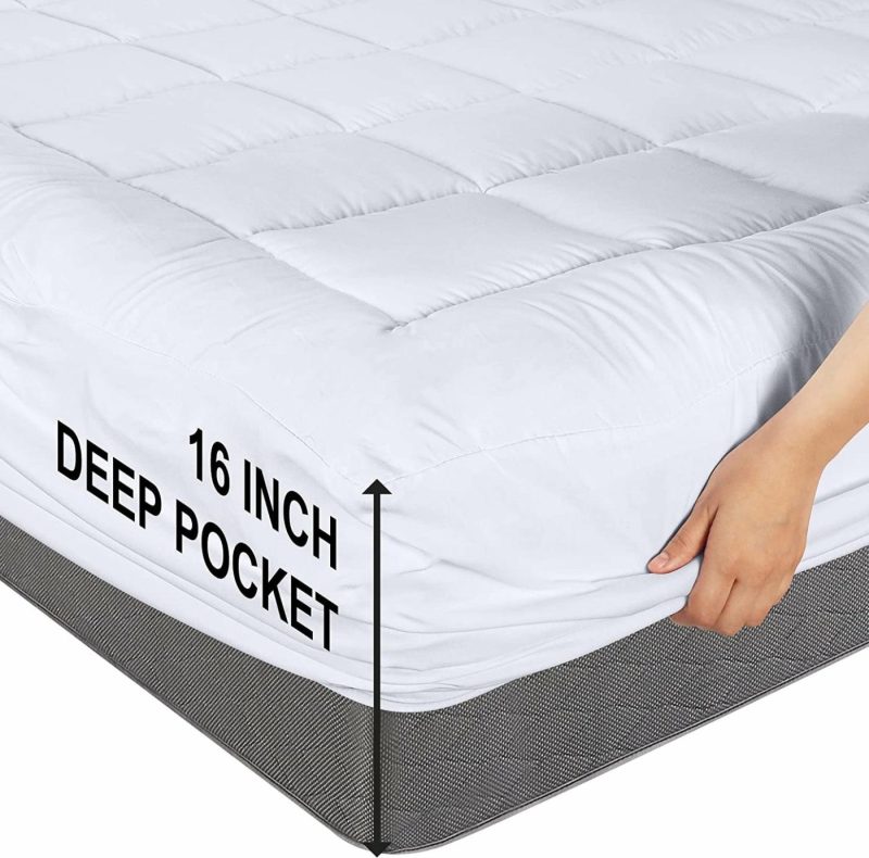 Bedding |  Utopia Bedding Quilted Fitted Premium Mattress Pad Queen Size – Pillow Top Mattress Topper – Elastic Fitted Fluffy Mattress Protector – Mattress Cover Stretches Up To 16 Inches Deep -Machine Washable Bedding 1