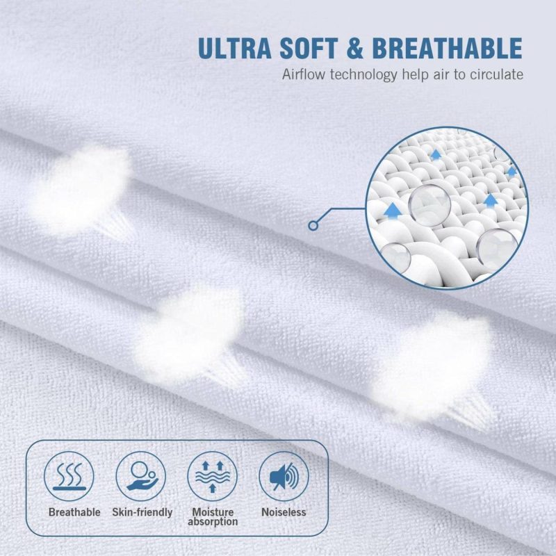 Bedding |  Vinyl-Free Hypoallergenic And Noiseless Waterproof Mattress Protector Fitted Up To 18 Inches Deep Pocket Bedding Bedding