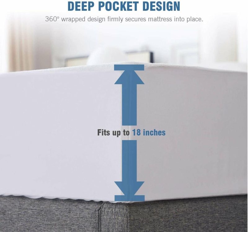 Bedding |  Vinyl-Free Hypoallergenic And Noiseless Waterproof Mattress Protector Fitted Up To 18 Inches Deep Pocket Bedding Bedding