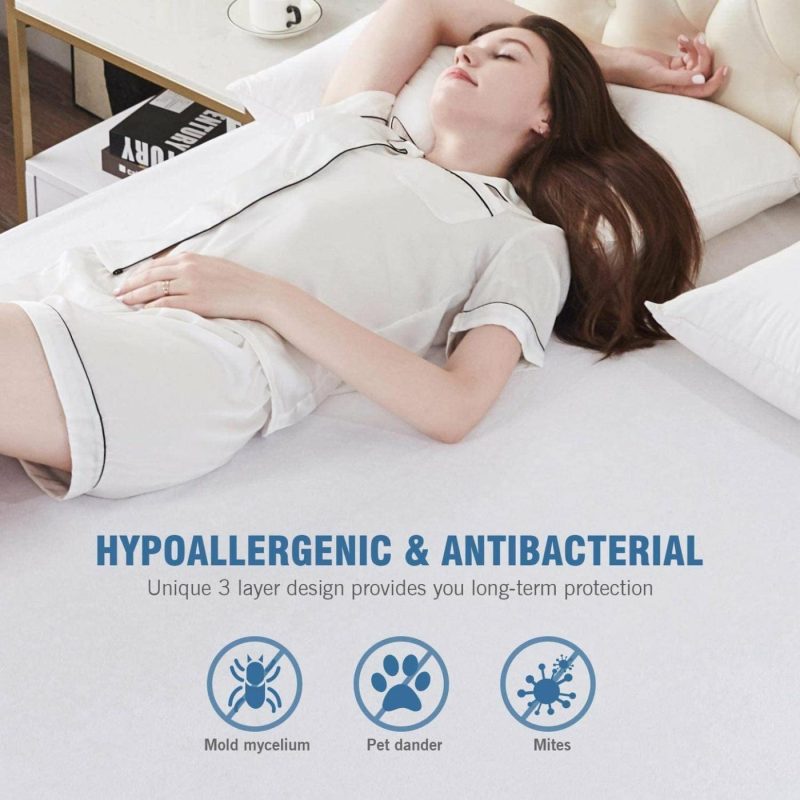 Bedding |  Vinyl-Free Hypoallergenic And Noiseless Waterproof Mattress Protector Fitted Up To 18 Inches Deep Pocket Bedding Bedding