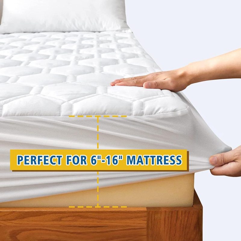 Bedding |  Waterproof Mattress Pad For Full Size Bed, Breathable Full Mattress Protector With 6-16 Inches Deep Pocket, Quilted Alternative Hollow Cotton Filling Mattress Cover, White Bedding Bedding