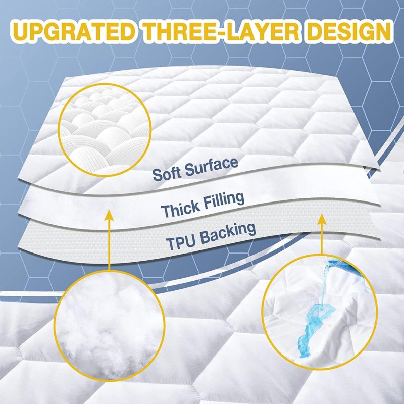 Bedding |  Waterproof Mattress Pad Queen Size, Soft And Breathable Quilted Mattress Protector, 6”-18” Deep Pocket Fitted Mattress Cover, White Bedding Asatdd