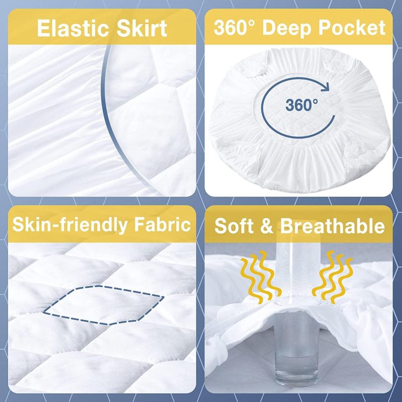 Bedding |  Waterproof Mattress Pad Queen Size, Soft And Breathable Quilted Mattress Protector, 6”-18” Deep Pocket Fitted Mattress Cover, White Bedding Asatdd