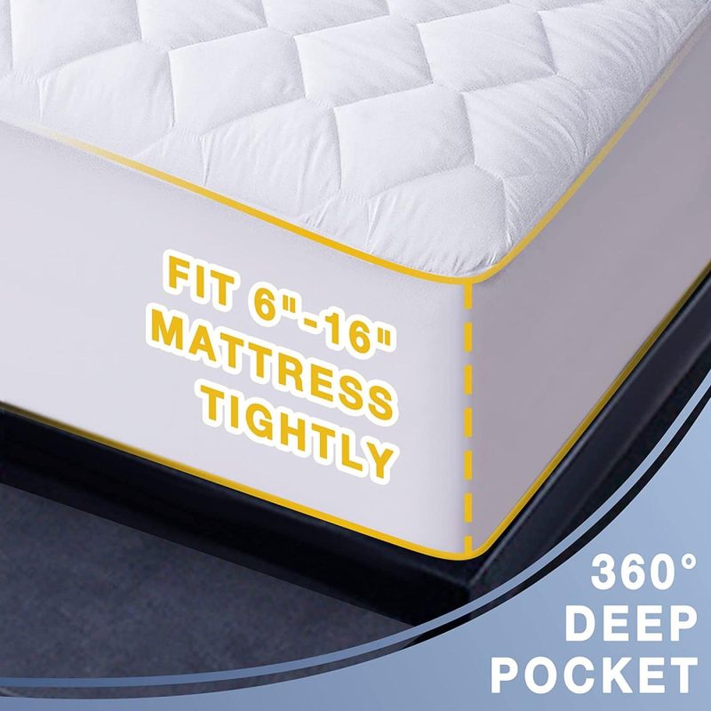 Bedding |  Waterproof Mattress Pad Queen Size, Soft And Breathable Quilted Mattress Protector, 6”-18” Deep Pocket Fitted Mattress Cover, White Bedding Asatdd