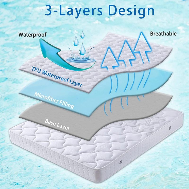 Bedding |  Waterproof Mattress Pad Twin Size, Breathable Mattress Cover Noiseless Mattress Topper Protector Quilted Fitted Up To 21" Deep, 39X75 Inches Bedding Bedding