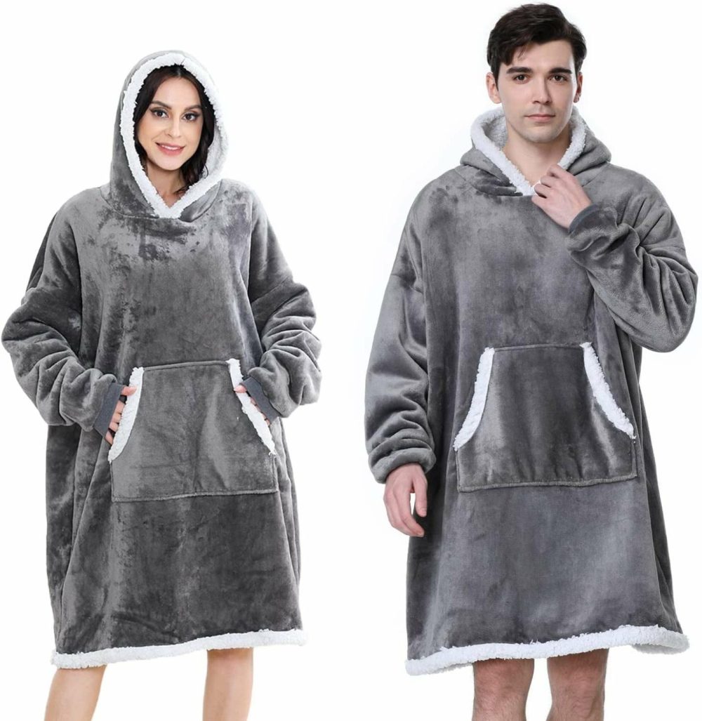 Bedding |  Wearable Blanket Oversized Sweatshirt For And Men, Super Soft Warm And Sweatshirt With Hood Pocket And Sleeves Plush Hoodie Blanket, One Size Fits All Bedding Bedding