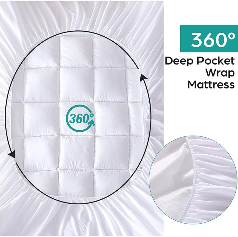 Bedding |  Whatsbedding Waterproof Mattress Pad Full Size Cotton Top Down Alternative Filling Pillowtop Mattress Topper Cover-Fitted Quilted(Waterproof Full Mattress Pad) Bedding Bedding