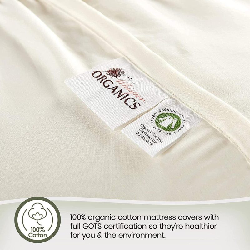 Bedding |  Whisper Organics 100% Organic Cotton Quilted Mattress Cover, 17" Deep – Gots Certified (King) Bedding Bedding