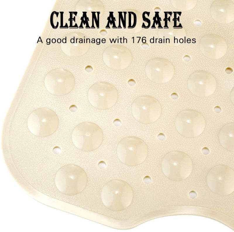 Bedding |  Yinenn Bath Tub Shower Mat 40 X 16 Inch Non-Slip And Extra Large, Bathtub Mat With Suction Cups, Machine Washable Bathroom Mats With Drain Holes, Beige Bath Bath