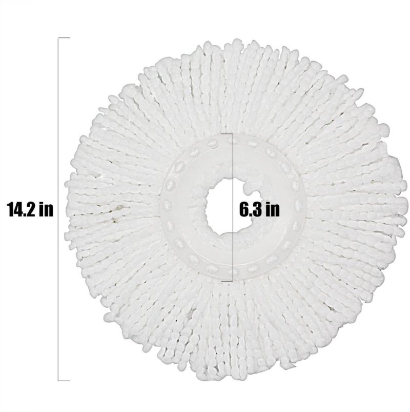 Cleaning Supplies |  2 Pack Mop Heads Replacements Microfiber Spin Mop Replacement Head Original Thick Fluffy For 360 Spinning Mop Refills, Universal Standard Round 6.3 Inch Size, White And Red Cleaning Supplies Cleaning Supplies