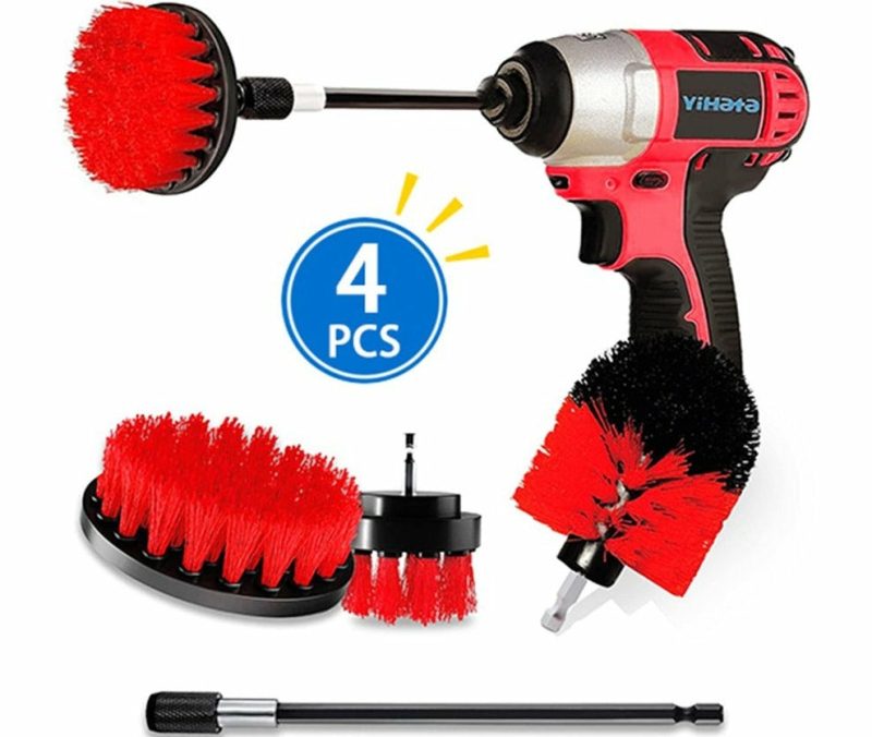 Cleaning Supplies |  4 Pcs Drill Brush Attachment Set Power Scrubber Drill Cleaning Brush Kit For Bathroom, Floor, Tub, Shower, Grout, Tile And Kitchen Surface Cleaning Supplies Cleaning Supplies