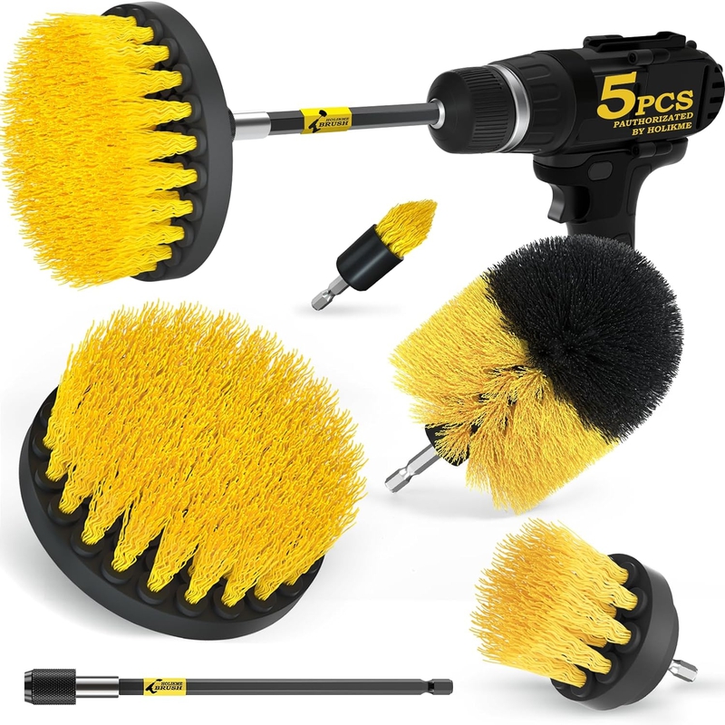 Cleaning Supplies |  5 Pack Drill Brush Power Scrubber Cleaning Brush Attachment Set Cleaning Supplies black