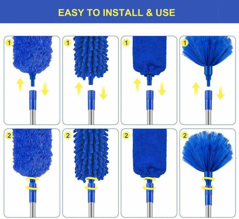 Cleaning Supplies |  6Pcs Washable Cobweb Dusters With 100" Extension Long Pole Cleaning Kit Cleaning Supplies Cleaning Supplies