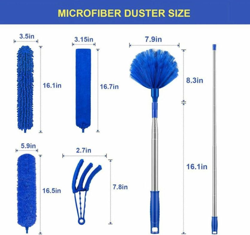 Cleaning Supplies |  6Pcs Washable Cobweb Dusters With 100" Extension Long Pole Cleaning Kit Cleaning Supplies Cleaning Supplies