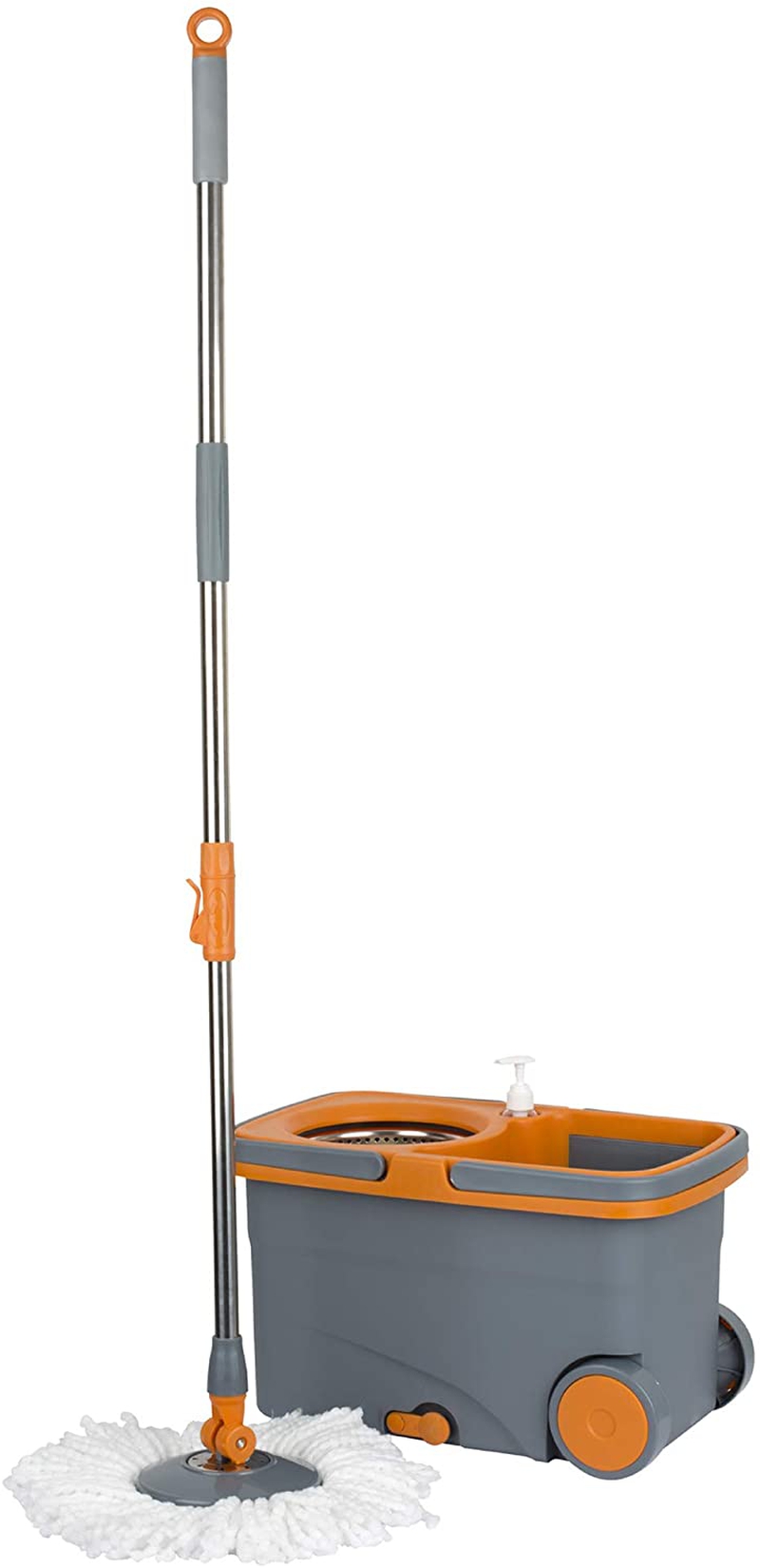 Cleaning Supplies |  Casabella Microfiber Spin Mop And Bucket System With Replacement Head Refill, Graphite/Orange Cleaning Supplies Casabella