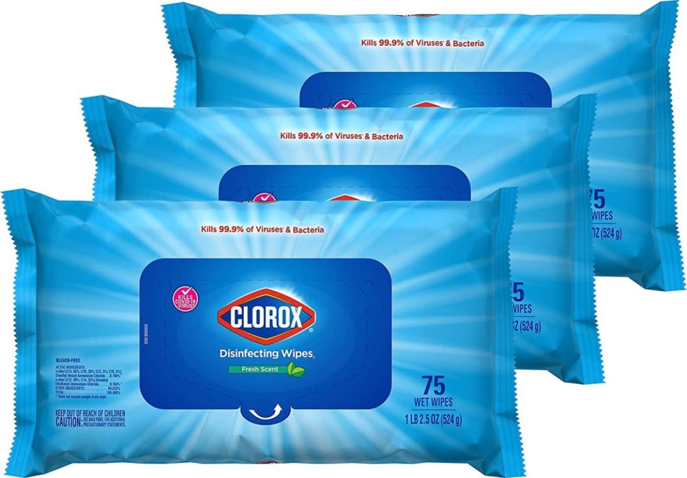 Cleaning Supplies |  Clorox Disinfecting Wipes, Bleach Free Cleaning Wipes, Fresh Scent, Moisture Seal Lid, 75 Wipes, Pack Of 3 (New Packaging) Cleaning Supplies Cleaning Supplies