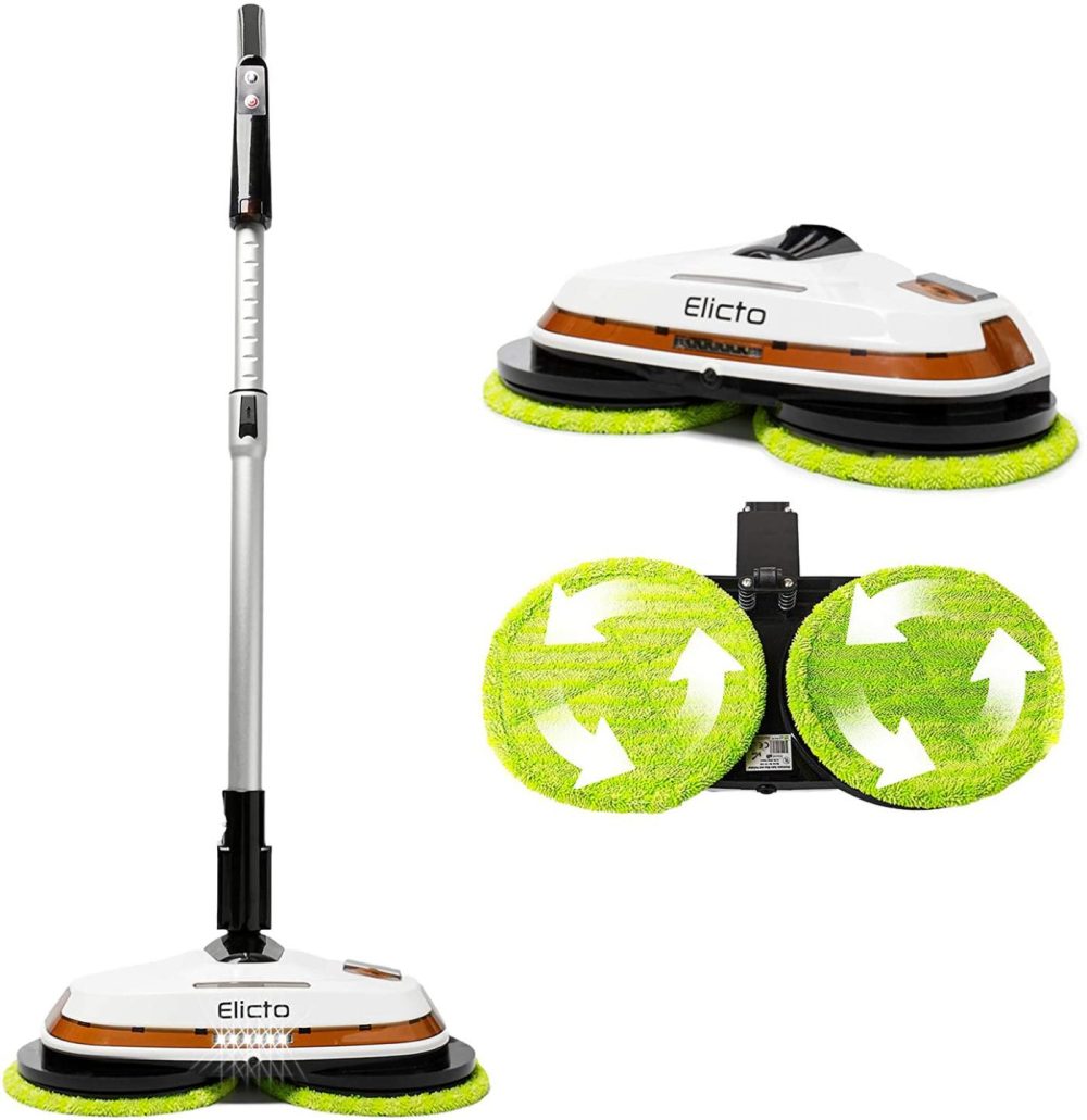 Cleaning Supplies |  Elicto [2021 Update] Electronic Dual Spin Mop And Polisher, Water Spray, Adjustable Height, Led Lights, Reusable Microfiber Pads For All Hard Surfaces New Improvements For 2021 Cleaning Supplies Cleaning Supplies