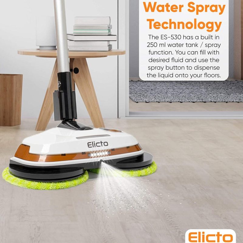 Cleaning Supplies |  Elicto [2021 Update] Electronic Dual Spin Mop And Polisher, Water Spray, Adjustable Height, Led Lights, Reusable Microfiber Pads For All Hard Surfaces New Improvements For 2021 Cleaning Supplies Cleaning Supplies