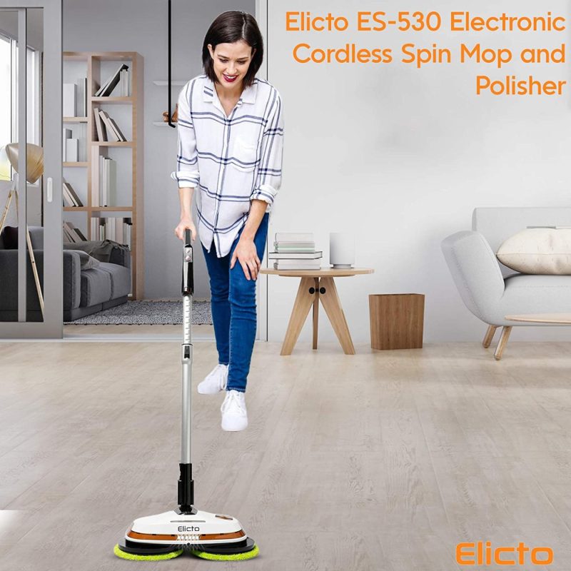 Cleaning Supplies |  Elicto [2021 Update] Electronic Dual Spin Mop And Polisher, Water Spray, Adjustable Height, Led Lights, Reusable Microfiber Pads For All Hard Surfaces New Improvements For 2021 Cleaning Supplies Cleaning Supplies