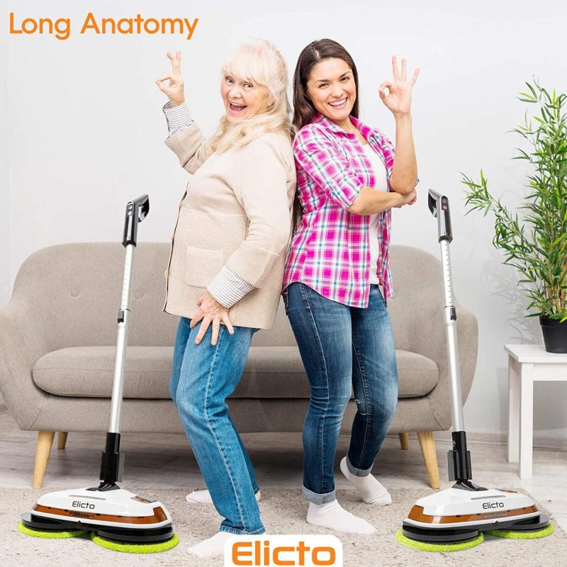 Cleaning Supplies |  Elicto [2021 Update] Electronic Dual Spin Mop And Polisher, Water Spray, Adjustable Height, Led Lights, Reusable Microfiber Pads For All Hard Surfaces New Improvements For 2021 Cleaning Supplies Cleaning Supplies